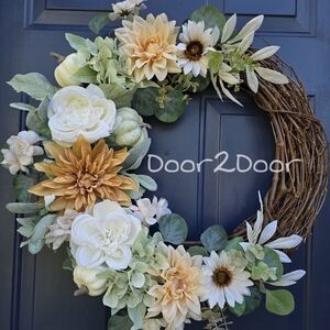 Fall Pumpkin Floral Wreath